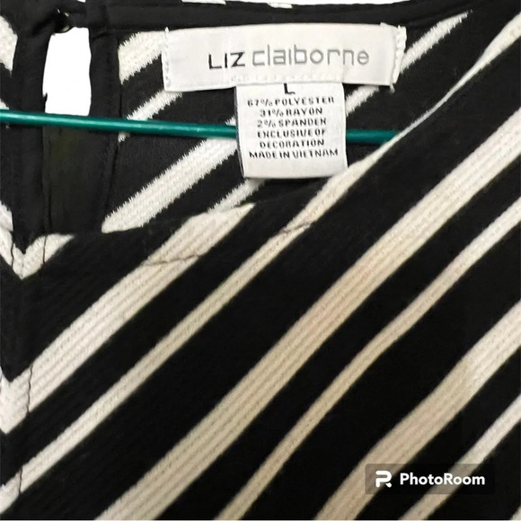 NWOT Liz Claiborne, black and white stripped Size large (L) top - Picture 3 of 4